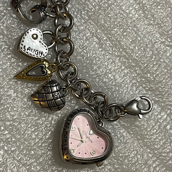 Brighton Power of Pink Breast Cancer Charm Bracelet Watch Silver Gold + Bag💞 - Picture 6 of 17